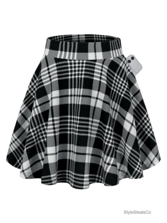 Dresses & Skirts - Women's Flared Mini Skater Skirt with Pockets High Waist A-Line